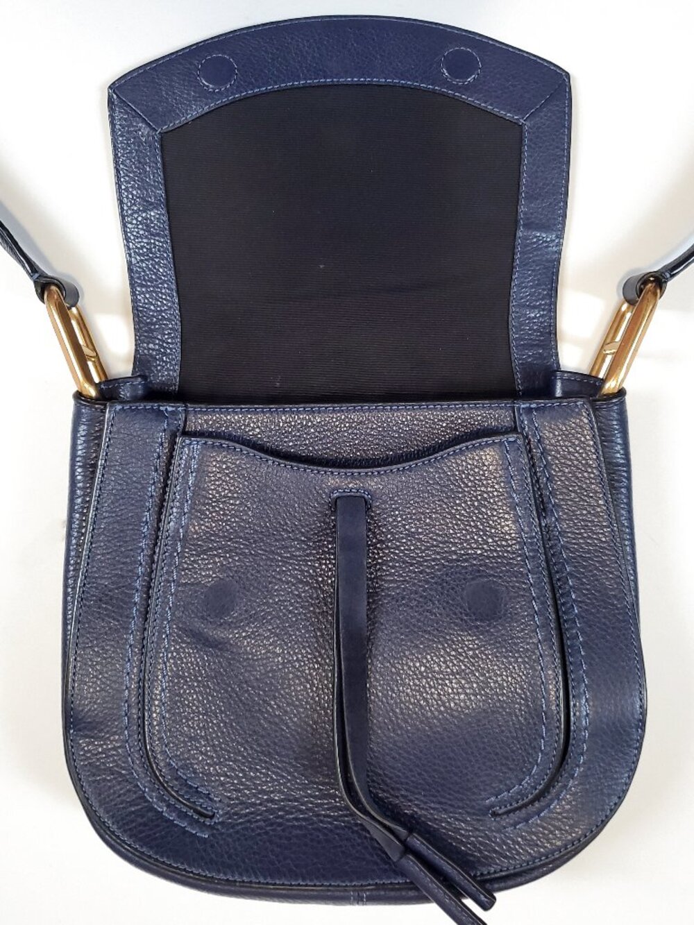 Marc Jacobs Maverick Large Saddle Shoulder Bag in Navy Blue Leather - Picture 4 of 13